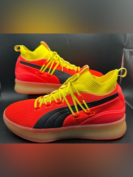 Puma Other - Puma Clyde Court Neon Orange Sneakers Men’s 10 Women’s 11.5 Glow Sole High Top